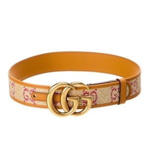 GG Marmont Raffia & Leather Belt, size 90